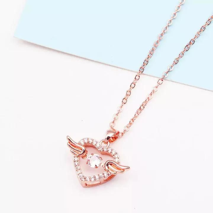 Rose Gold Heart Wing Necklace